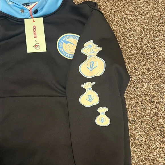 Baseball Lifestyle 101 x Monopoly, Boys XL Hoodie, Black with Blue accents, NWT - Picture 6 of 13